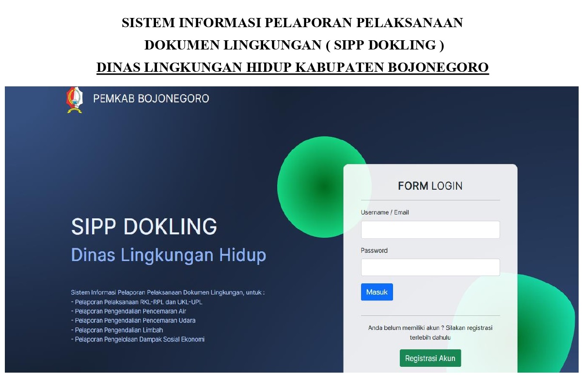 SISTEM INFORMASI PELAPORAN PELAKSANAAN DOKUMEN LINGKUNGAN (SIPP DOKLING)